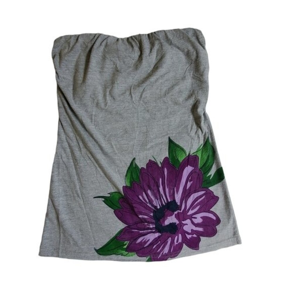 Rue21 gray purple floral tube top sz M